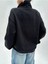 Siyah Kalp Baskı Dik Yaka Fermuarlı Kazak Sweatshirt 3