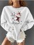 Yeni Yıl Temalı Bisiklet Yaka Beyaz Ünisex Oversize Sweatshirt 1