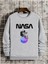 Nasa Baskılı Bisiklet Yaka Ünisex Oversize Sweatshirt 1