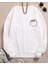 Çiçek Cep Baskılı Bisiklet Yaka Salaş Eşofman Üstü Oversize Sweatshirt 1