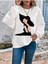 Büyük Şapkalı Kadın Baskılı Bisiklet Yaka Ünisex Beyaz Oversize Sweatshirt 1
