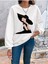 Büyük Şapkalı Kadın Baskılı Bisiklet Yaka Ünisex Beyaz Oversize Sweatshirt 3