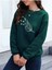 Tüy Baskılı Oversize Sıfır Yaka Sweatshirt 3