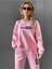 Siyah Black Pink Kapşonlu Sweatshirt Alt Üst Takım 1