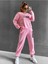 Siyah Black Pink Kapşonlu Sweatshirt Alt Üst Takım 2