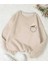 Çiçek Cep Baskılı Bisiklet Yaka Salaş Eşofman Üstü Oversize Sweatshirt 1