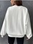 4'lü Tavşan Energetic Baskılı Bisiklet Yaka Ünisex Beyaz Oversize Sweatshirt 3