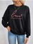 Love Yourself More Baskılı Bisiklet Yaka Ünisex Siyah Oversize Sweatshirt 3