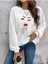 Sus Işaretli Kırmızı Rujlu Kadın Baskılı Bisiklet Yaka Ünisex Beyaz Oversize Sweatshirt 3