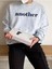 Another Baskılı Gri Bisiklet Yaka Oversize Sweatshirt 1