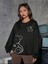 Ayıcık Baskılı Bisiklet Yaka Ünisex Siyah Oversize Sweatshirt 1