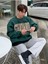 Standard Baskılı Bisiklet Yaka Oversize Sweatshirt 2