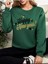 Yeni Yıl Basklı Bisiklet Yaka Yeşil Ünisex Oversize Sweatshirt 3