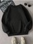 Sevimli Fil Kalpli Baskılı Bisiklet Yaka Ünisex Siyah Oversize Sweatshirt 3