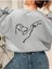 Köpek Dostu Baskılı Bisiklet Yaka Oversize Sweatshirt 1