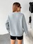 Especıally Tavşan Baskılı Bisiklet Yaka Ünisex Gri Oversize Sweatshirt 2