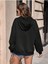 Look Up At Baskılı Ünisex Siyah Kapüşonlu Oversize Sweatshirt 2