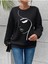 Kadın Tasarım Baskılı Oversize Bisiklet Yaka Sweatshirt 4