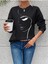 Kadın Tasarım Baskılı Oversize Bisiklet Yaka Sweatshirt 5