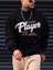 Player 75 Baskılı Bisiklet Yaka Ünisex Siyah Oversize Sweatshirt 3