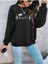 Palmiyeli Ritim Baskılı Bisiklet Yaka Ünisex Siyah Oversize Sweatshirt 3