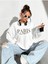 Paris Stay Different Baskılı Bisiklet Yaka Ünisex Beyaz Oversize Sweatshirt 1