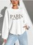Paris Stay Different Baskılı Bisiklet Yaka Ünisex Beyaz Oversize Sweatshirt 3