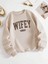 Wifey 2024 Evli Baskılı Bisiklet Yaka Kadın Oversize Sweatshirt 2