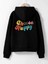 Choose Happy Baskılı Kapüşonlu Oversize Ceket 1