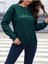 Believe Baskılı Bisiklet Yaka Siyah Kadın Oversize Sweatshirt 4