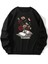 Çiçekli Kitap Baskılı Siyah Bisiklet Yaka Ünisex Oversize Sweatshirt 1