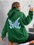 Kadın Yeşil Kiss Me Oversize Kapşonlu Sweatshirt 1