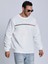 Paris Baskılı Beyaz Bisiklet Yaka Ünisex Oversize Sweatshirt 1