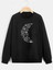 Siyah Ay Işığı Baskılı Oversize Sweatshirt 1