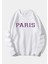 Kadın Paris Yazılı Beyaz Sweatshirt 3iplik 1