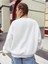 Gözlüklü 3 Kadın Baskılı Bisiklet Yaka Ünisex Beyaz Oversize Sweatshirt 3