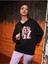 Renkli Baskılı Ünisex Siyah Kapüşonlu Oversize Sweatshirt 1