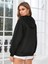 Minik Beyaz Kalp Baskılı Ünisex Siyah Kapüşonlu Oversize Sweatshirt 1
