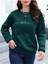 Believe Baskılı Bisiklet Yaka Siyah Kadın Oversize Sweatshirt 1