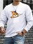 Fermuarlı Bear Baskılı Bisiklet Yaka Ünisex Beyaz Oversize Sweatshirt 1