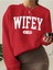 Wifey 2024 Evli Baskılı Bisiklet Yaka Kadın Oversize Sweatshirt 1
