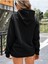 Kedili Fermuar Baskılı Bisiklet Yaka Ünisex Siyah Oversize Sweatshirt 2