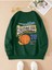 Unisex Yeşil Basketbal Baskılı Oversize Sweatshirt 2