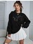 Kedi Dostu Baskılı Bisiklet Yaka Oversize Sweatshirt 1