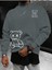 Bisiklet Yaka Erkek Ayıcık Baskılı Oversize Sweatshirt 1