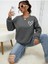 Kalp Baskılı Oversize Sıfır Yaka Sweatshirt 1