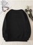 Ayıcık Hı Yazı Baskılı Bisiklet Yaka Ünisex Siyah Oversize Sweatshirt 3