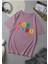 Unisex Mor Born Genius Baskılı Oversize T-Shirt 1