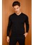 Erkek Basic V Yaka Ince Triko Kazak Siyah 1