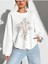 Çiçek Buketi Baskılı Bisiklet Yaka Ünisex Beyaz Oversize Sweatshirt 1